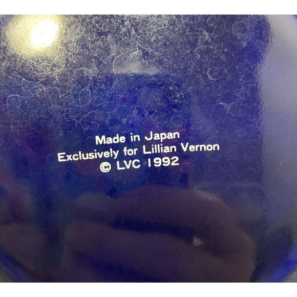 Vintage Lillian Vernon 1992 Cobalt Blue Ceramic Snowman Dessert Salad Plates 8” - Picture 8 of 12